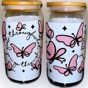 GROW THROUGH WHAT YOU GO THROUGH GLASS BEER CAN